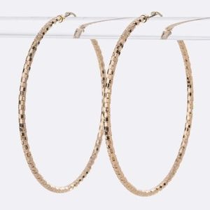 Large Textured Hoop Earrings - Soft Gold